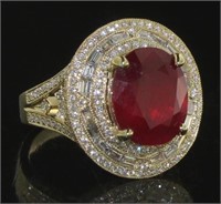 14kt Yellow Gold 8.12 ct Ruby and Diamond Ring
