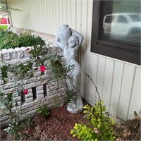 Concrete Statue Lady w/Water Jug - Porch