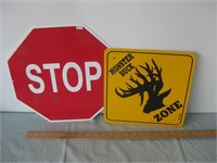 Small Metal Stop Sign and Monster Buck Zone Sign