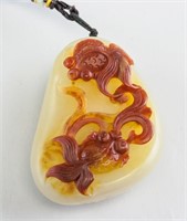Chinese Brown Jade Carved Goldfish Toggle