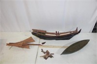 Vintage Japanese Wood Boat Model Parts