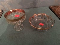 Gold trimmed compote & bowl