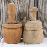 Pair of Small Wooden Butter Presses