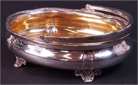 A sterling silver 10" handled oval bowl with