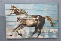Painted Wood Panel Western Horse Art