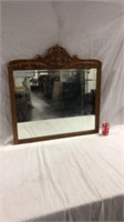 Antique oak framed beveled mirror          33 x