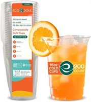 ECO SOUL Compostable Party Cups 200ct  16oz