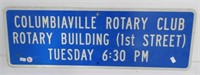 Metal Columbiaville Rotary Club Sign. Measures 8"