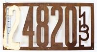 Vintage metal 1913 license plate