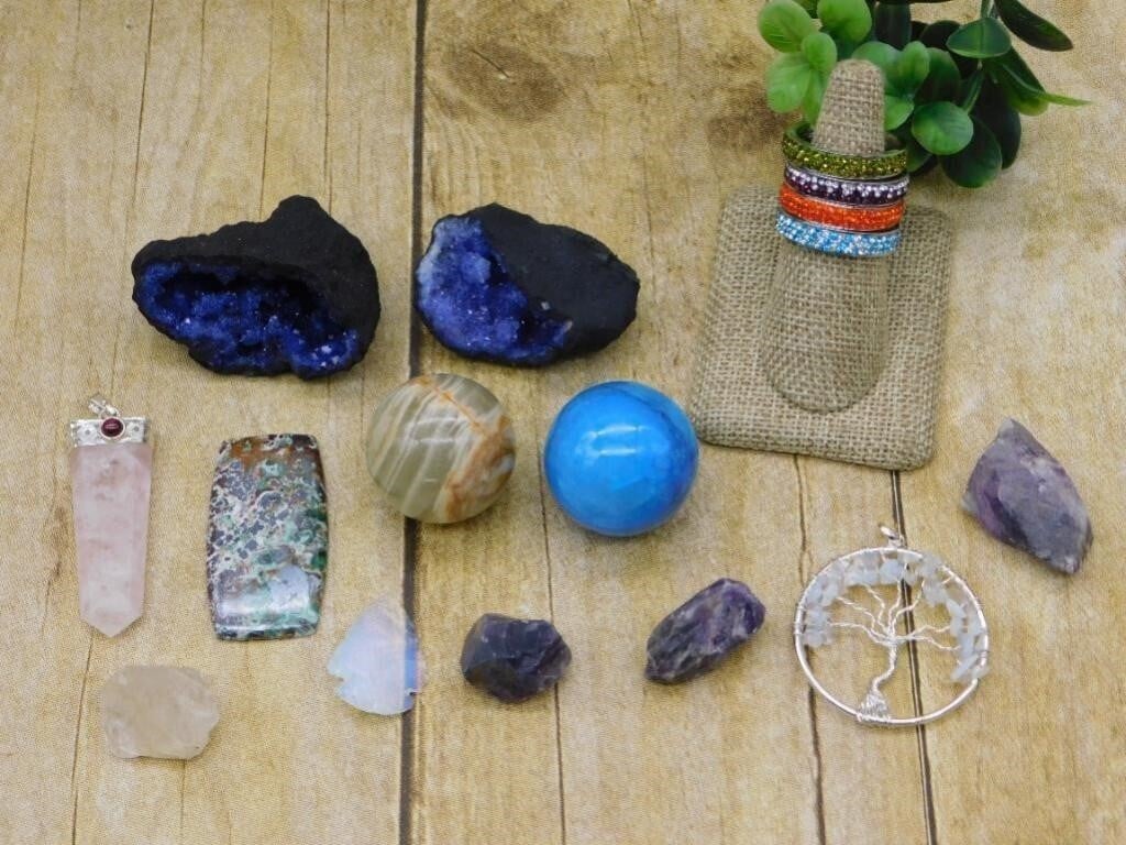 MINERALS, ROUGH ROCK, GEMS, CRYSALS, FOSSILS, STONE JEWELRY,
