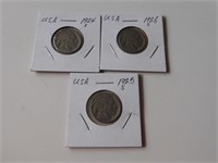 3 arly USA 5 Cent Coins