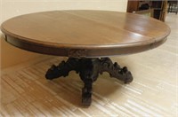 Large Neo Renaissance Style Carved Pedestal Table.