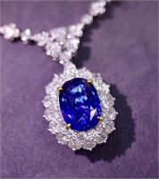9.6ct Royal Blue Sapphire 18Kt Gold Necklace