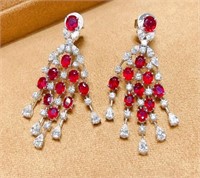 4.29cts Pigeon Blood Ruby 18Kt Gold Earrings