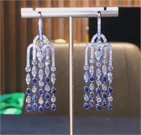 Royal Blue Sapphire 18Kt Gold Diamond Earrings