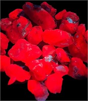 100 CTs Under UV Light Ruby Crystals