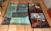 Large Wine Theme Platter & 2 Floral Hanging Art