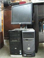 2 COMPUTER TOWERS-HP & DELL W/DELL MONITOR