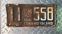 1951 PRINCE EDWARD ISLAND LICENCE PLATE