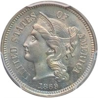 3CN 1869 PCGS MS66 CAC