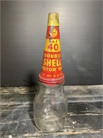 Shell Double 40 Tin Pourer & Cap on Imp Pint
