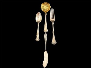 Vintage Silverplate Spoons, Fork & Master Butter