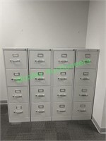 (4) Four Drawer Metal Filing Cabinets