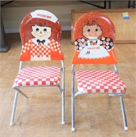 2 vntg Raggedy Ann childs folding chairs, see pics
