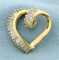 1ct TW Baguette Diamond Heart Pendant in 14K Yello