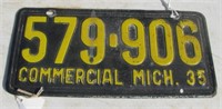 1935 Michigan Commercial license plate.
