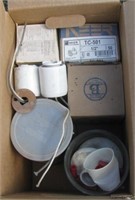Light fixtures, conduit pieces, wire nuts, pipe