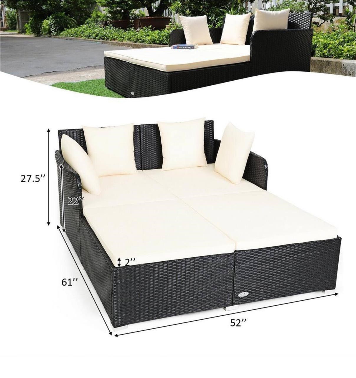 Msrp$600 Outdoor Day Bed  White Cushions