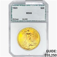1923 $20 Gold Double Eagle PCI MS66