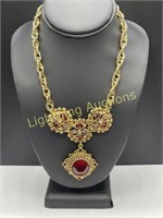 VINTAGE RED STONE EDWARDIAN INSPIRED NECKLACE