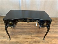 French Leg Black & Gold Painted Desk