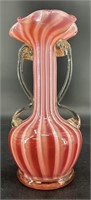 Fenton Candy Stripe Handled Vase