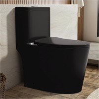 Dual Flush Elongated Toilet  12' Matte Black