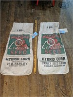 Vintage Michigan certified seed bags from Fowler