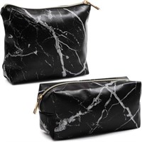 *NEW Black Marble Cosmetic Travel PouchSet
