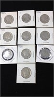 Set of 10 US buffalo nickels with different dates