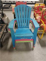 Blue, pink and green patio chair