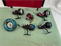 LOT OF OPEN BAIL SPINNING REELS, FLY REEL & MORE