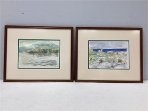 Pair of Signed Framed Watercolor Paintings