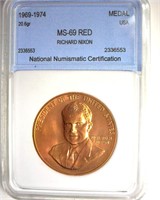 1969-1974 Medal NNC MS69 RED Richard Nixon