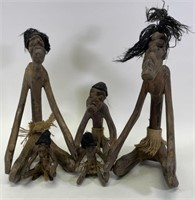 Hand Carved Tribal Wooden Kneeling Figures