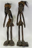 Hand Carved Tribal Wooden Standing Figures 25"