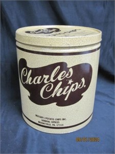 Charles Chips Vintage Metal Tin Storage