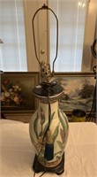 Vintage porcelain lamp 34.5" w/harp. No shade