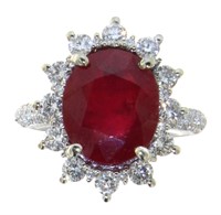 14kt Gold 7.72 ct Oval Ruby & Diamond Ring