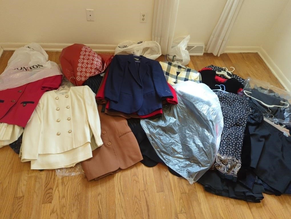Collection of women's dress clothes and blazers